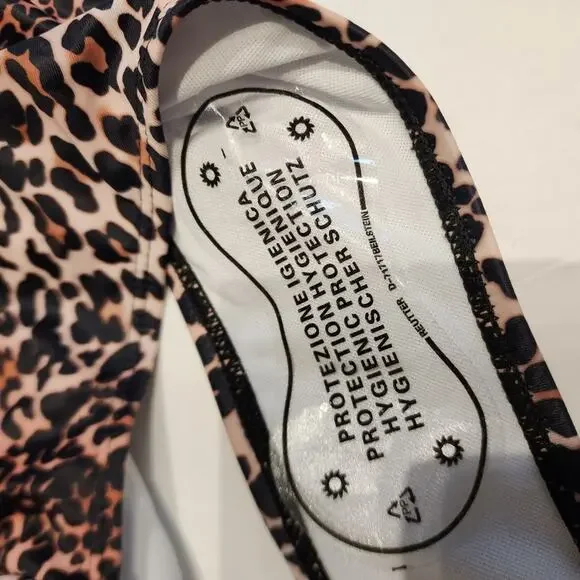 New Cheetah Print One Piece Swimsuit Animal Print Halter Tie 682 Size M - Picture 7 of 9